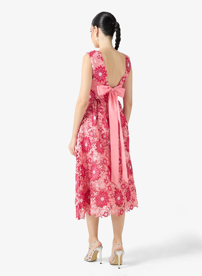 Just Me Floral Lace Midi Dress - Image 2